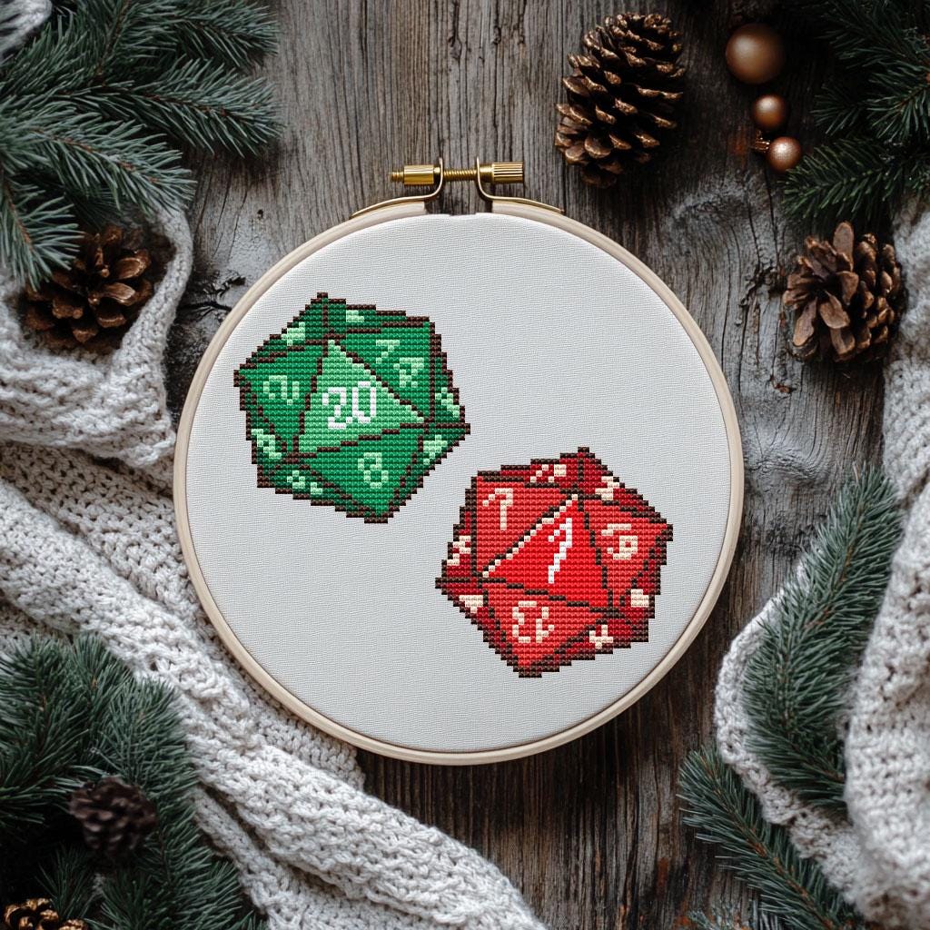Mini Dnd Dice Cross Stitch Pattern PDF - Fantasy Critical Role Nerdy ...