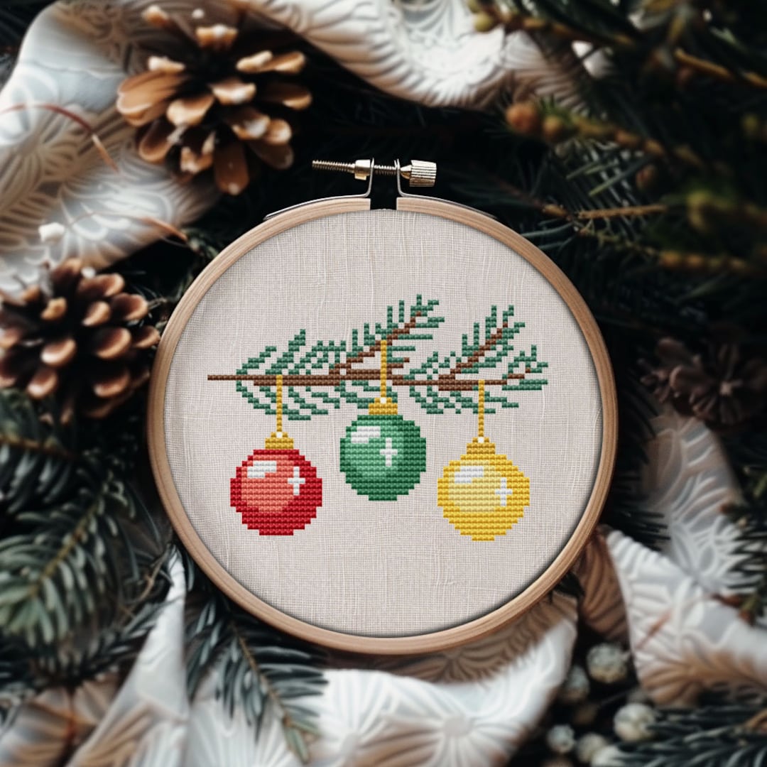 Small Christmas Ornaments Cross Stitch Pattern PDF - Retro Winter Decor ...