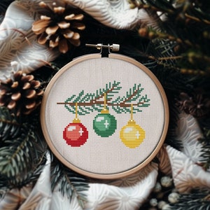 Small christmas ornaments cross stitch pattern PDF - retro winter decor easy simple holiday gift - digital download CS106