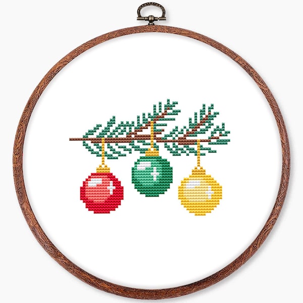 Small christmas ornaments cross stitch pattern PDF - retro winter decor easy simple holiday gift - digital download CS106