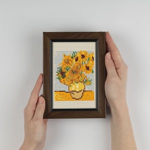 Sunflowers Van Gogh cross stitch pattern PDF - digital download - mini tiny art embroidery artwork fast famous paintings CS35