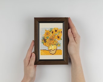 Patrón de punto de cruz Girasoles de Van Gogh en PDF - descarga digital - mini bordado artístico rápido de pinturas famosas CS35