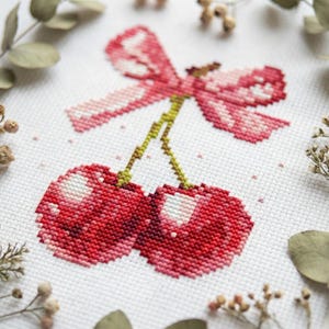 Cerises motif noeud de croix PDF - coquette esthétique femelle petites baies moderne été simple CS18