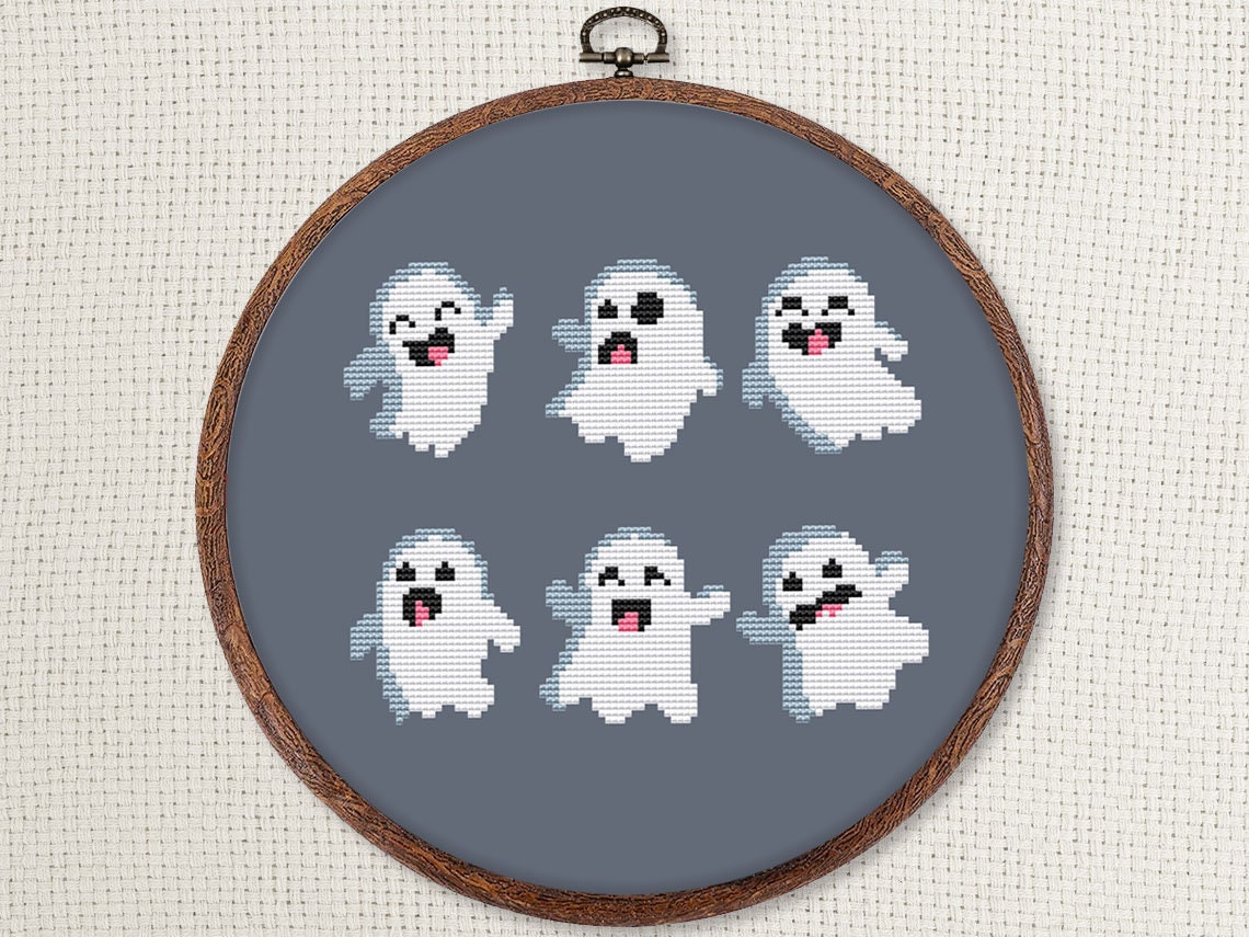 Cute Ghost Cross Stitch Pattern PDF - Digital Download – Halloween Easy ...