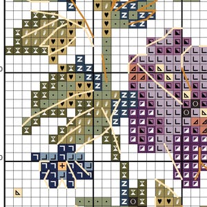 Häxig apotekare korsstygnsmönster PDF, kristallflaska, förtrollad trädgårdsdesign, blommig gotisk konst, mystisk naturmönster CS121 bild 9