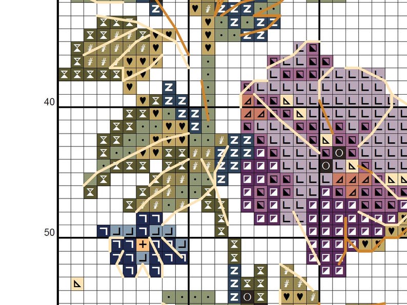 Häxig apotekare korsstygnsmönster PDF, kristallflaska, förtrollad trädgårdsdesign, blommig gotisk konst, mystisk naturmönster CS121 bild 9