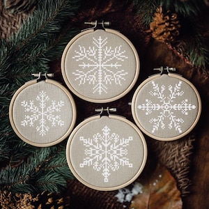 Snowflake cross stitch pattern PDF - modern easy winter ornament embroidery snow decoration merry christmas small - digital download CS127