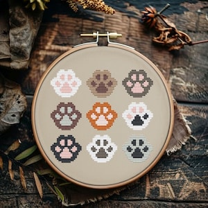 Cat paw cross stitch pattern PDF - digital download – gift for cat lover cat owner gift animal easy funny small cute beginner mini CS82