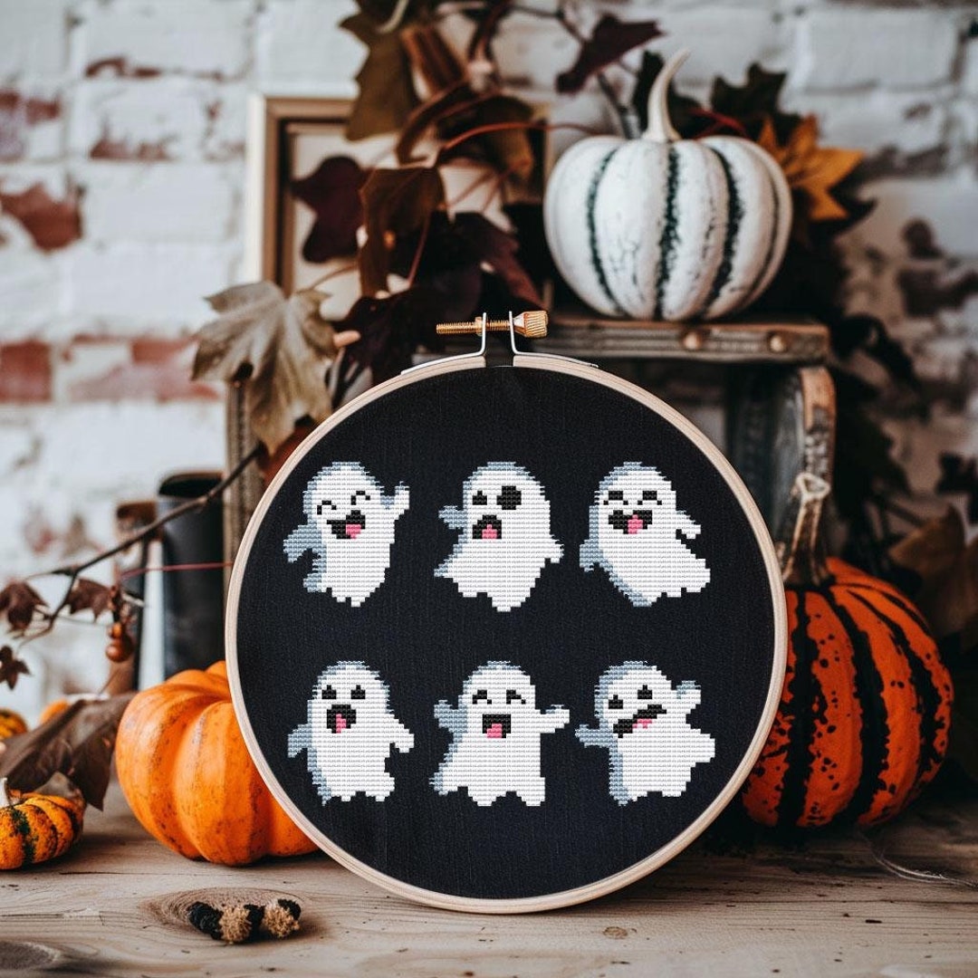 Cute Ghost Cross Stitch Pattern PDF - Digital Download – Halloween Easy ...