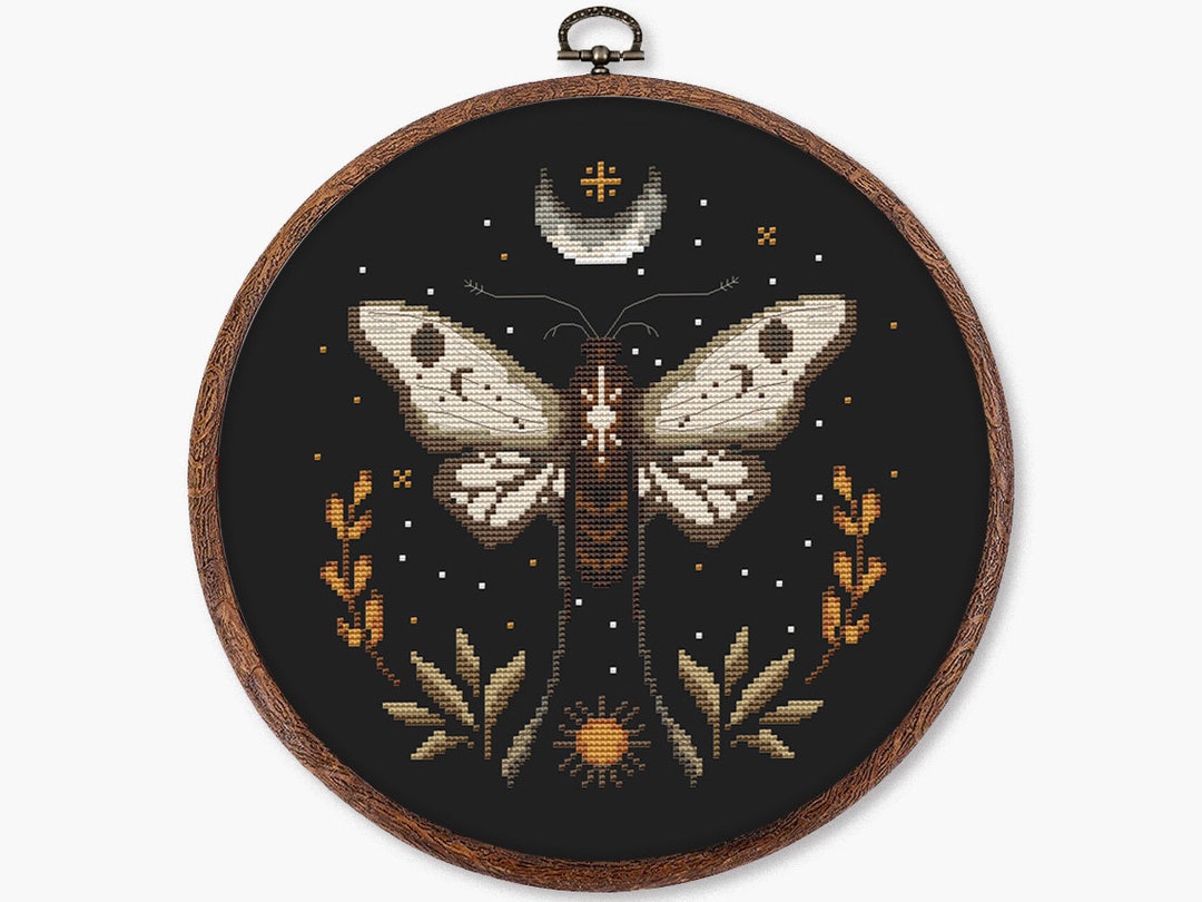 Magic Moth Cross Stitch Pattern PDF Digital Download Gothic Butterfly