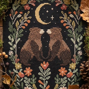 Bear Forest Night  cross stitch pattern PDF - digital download CS77