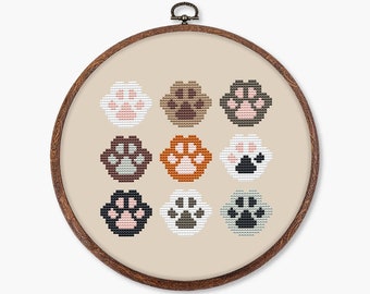 Cat paw cross stitch pattern PDF - digital download – gift for cat lover cat owner gift animal easy funny small cute beginner mini CS82