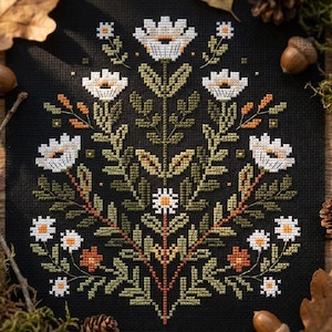 Motif de point de croix fleurs sauvages sorcières PDF - téléchargement numérique CS10