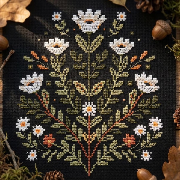 Witchy Wildblumen Kreuzstichmuster PDF - digitaler Download CS10