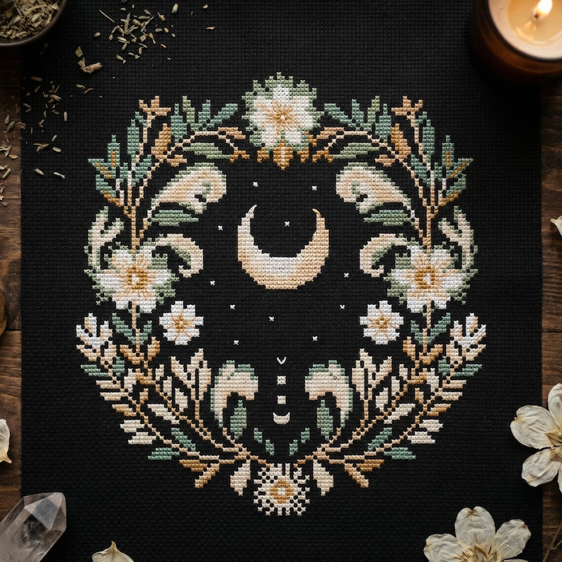 Imbolc Månkorsstygn - Häxig Vårblommor - digital nedladdning CS47 bild 3
