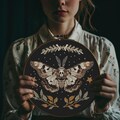 Death head moth cross stitch pattern PDF - black witch craft crescent moon butterfly insect modern gothic - digital download CS145