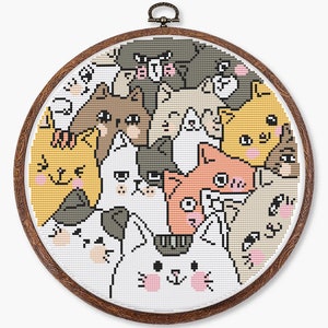 Cat cross stitch pattern PDF - digital download – animal funny cute easy kitten cat embroidery simple pet kawaii cat lover gift CS62
