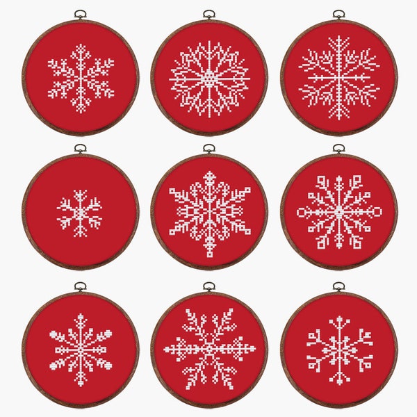 Snowflake cross stitch pattern PDF - modern easy winter ornament embroidery snow decoration merry christmas small - digital download CS127