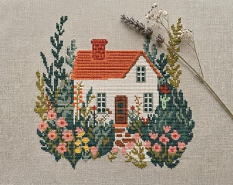 Kreuzstich Stickmuster - PDF - digitaler Download - home sweet home gemütliches Heim Dekor Haus Heimtextilien CS55