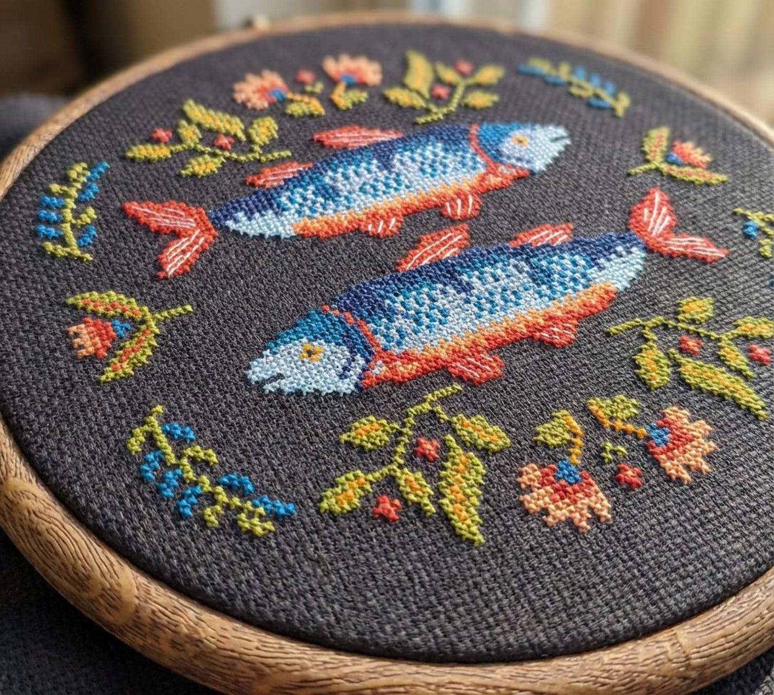 Fish Et Pattern Stocking Pattern Folk Fish Cross Stitch Pattern – Scandinavian Folk Art – Nordic Fish ...