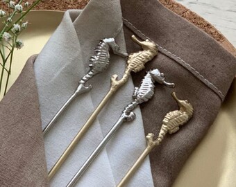 Mirissa Sea Horse Stirrers - Set of 4, Cocktail Stirrers, Drink Stirrers