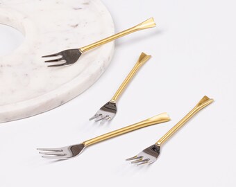 Brass Snack Forks - Set of 4, Tapas Forks, Cutlery