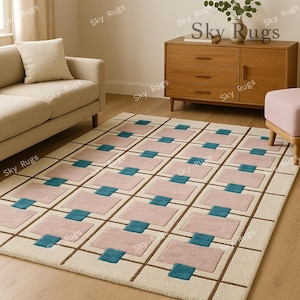 Hand-Tufted Wool & Viscose Mauve Modern Area Rug For Living Room Aesthetic Bedroom Kitchen Nursery Entryway Office, 5X8 6X9 8X10 9X12 10X14