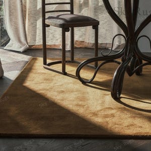 Hand Tufted Rug Solid Dijon Cut Pile Wool Area Rug For Livingroom Bedroom Kitchen Nursery Entryway Office 5X8 6x9 8X10 9X12 10X14 Custom Rug