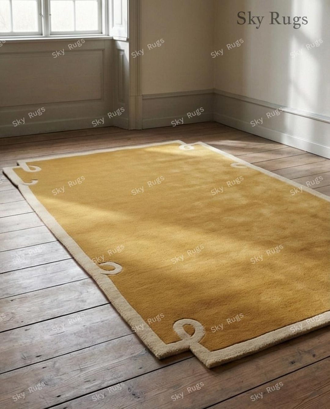 Good Composition Yellow Rug Yellow Statement Hand-tufted Rug, Wool Area Rug for Bedroom, Living ...