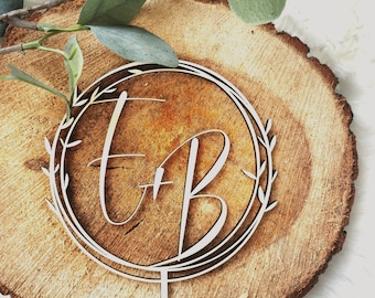 Wooden Wedding Initial Cake Topper | Personalized Wedding Cake Topper | Engagement | Wedding Cake Topper