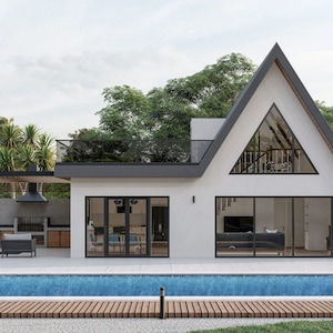 Moderne huisjes met een frame, plattegronden voor kleine huizen