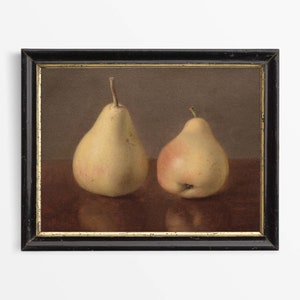 Vintage Birnen Wand Kunst Druck, Antikes Obst Stillleben Ölgemälde, Minimalistisches Bauernhaus Küchen Dekor, PHYSIKALISCHER Papier Druck #0369