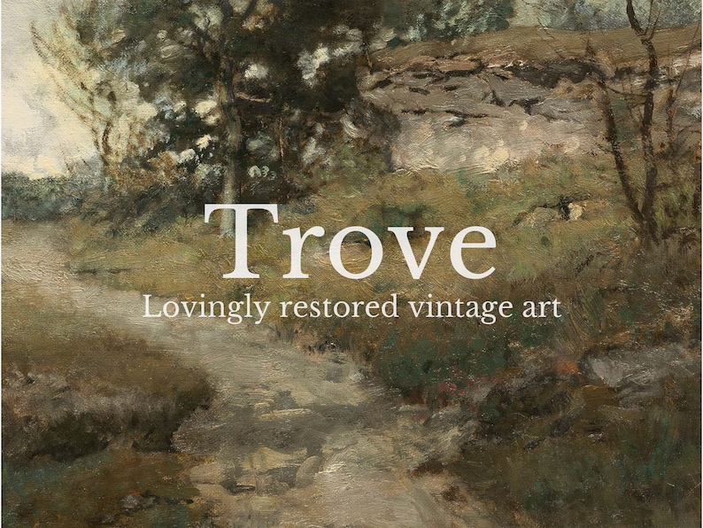 Set of Two Rustic Countryside Oil Paintings, Vintage Meadow Landscape ...
