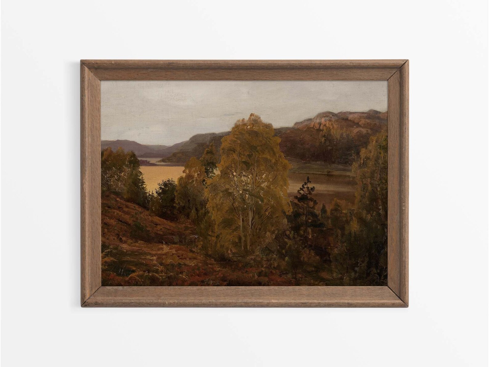 Fall Autumn Mountain Lake Landscape Oil Painting | Moody Vintage Art ...
