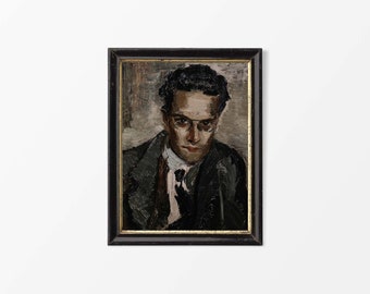 Italian Man Portrait Oil Painting | Dark Moody Vintage Art Print | Antique Wall Décor | PHYSICAL Paper Print #0031