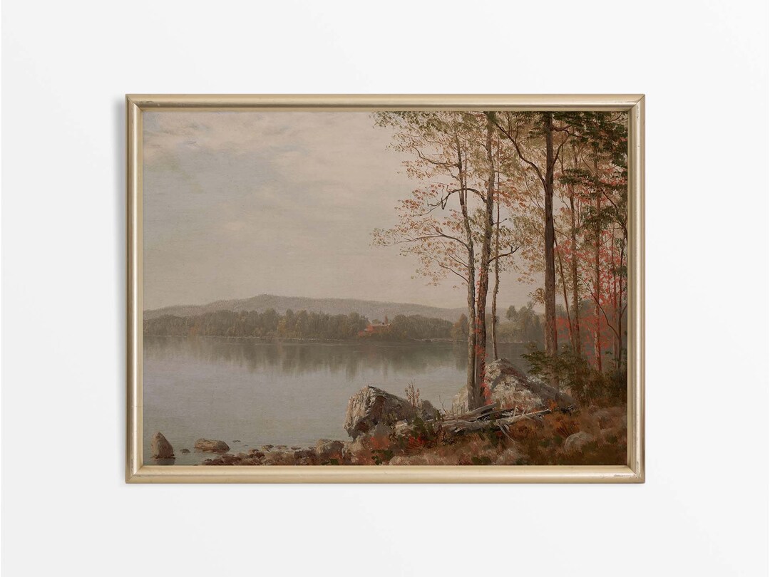 Fall Autumn Morning Landscape Oil Painting | Rustic Vintage Art Print ...