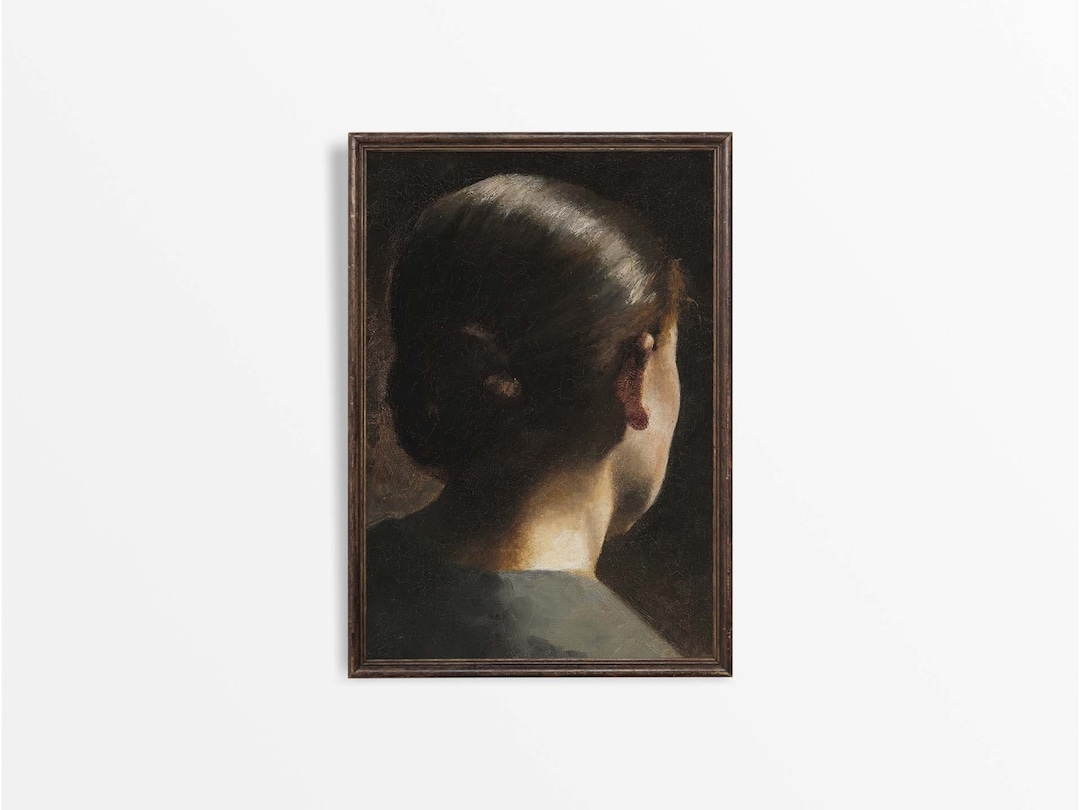 Antique Woman Portrait Oil Painting | Dark Moody Vintage Art Print ...