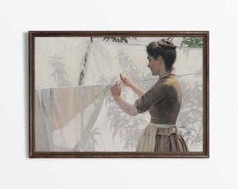 二人の女性の肖像画 油絵 | ニュートラルなヴィンテージアートプリント