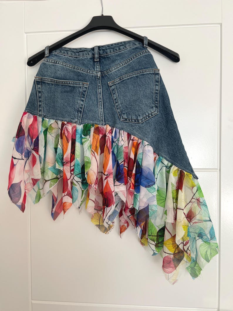 Patchwork Rave Upcycled Denim Patchwork Mini Skirt: High Waisted Rave Skirt - Etsy