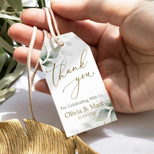 Gefälligkeiten Tag Vorlage Download, druckbare Greenery & Gold Hochzeit Gefälligkeiten Tag, bearbeitbares Eukalyptus Dankeschön Tag | GNADE | LE220