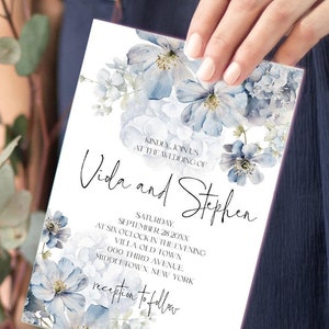 Blaue Hochzeitseinladung - Vorlage für Hochzeitseinladung, Blaue Hochzeit Einladen | Blaue Rose Hochzeit lädt ein, weiche blaue Hochzeitseinladung SKY | LE100