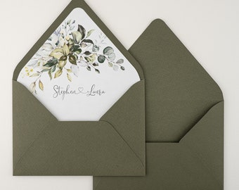 Enveloppe de mariage fait main vert sauge C6 5 x 7 po. (133 x 184 mm), 4 х 6 po. ( 115 x 160 mm), 3,5 х 5 po. (97 x 135 mm), enveloppe verte faire-part