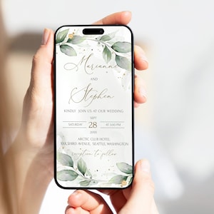Invito digitale per matrimonio Sage, invito per matrimonio Eucalyptus Text Sms, invito elettronico per matrimonio Greenery, modello modificabile GRACE / LE220
