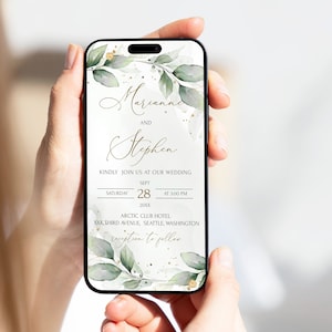 Invito digitale matrimonio salvia / Invito SMS con testo di nozze eucalipto / Invito elettronico matrimonio verde / Modello modificabile / GRACE