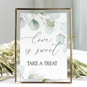 Love is Sweet sign Template | Sage Green Eucalyptus Modern Dessert Table Sign | Editable Wedding Signage | Favor Sign | CHLOE