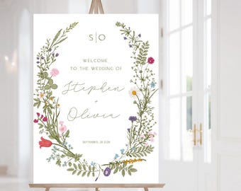 Wildflower Wedding Welcome Sign Template: Boho Floral (Instant Download)