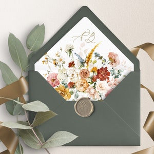 Wildblumen Umschlag Liner Vorlage | Druckbare Frühlingsblumen Liner für Umschlag | Moderne rustikale Hochzeit Liner DIY | GARTEN