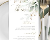 Eucalyptus Wedding Menu Template: Greenery Printable Menu & Thank You Card (LE220, GRACE Design)