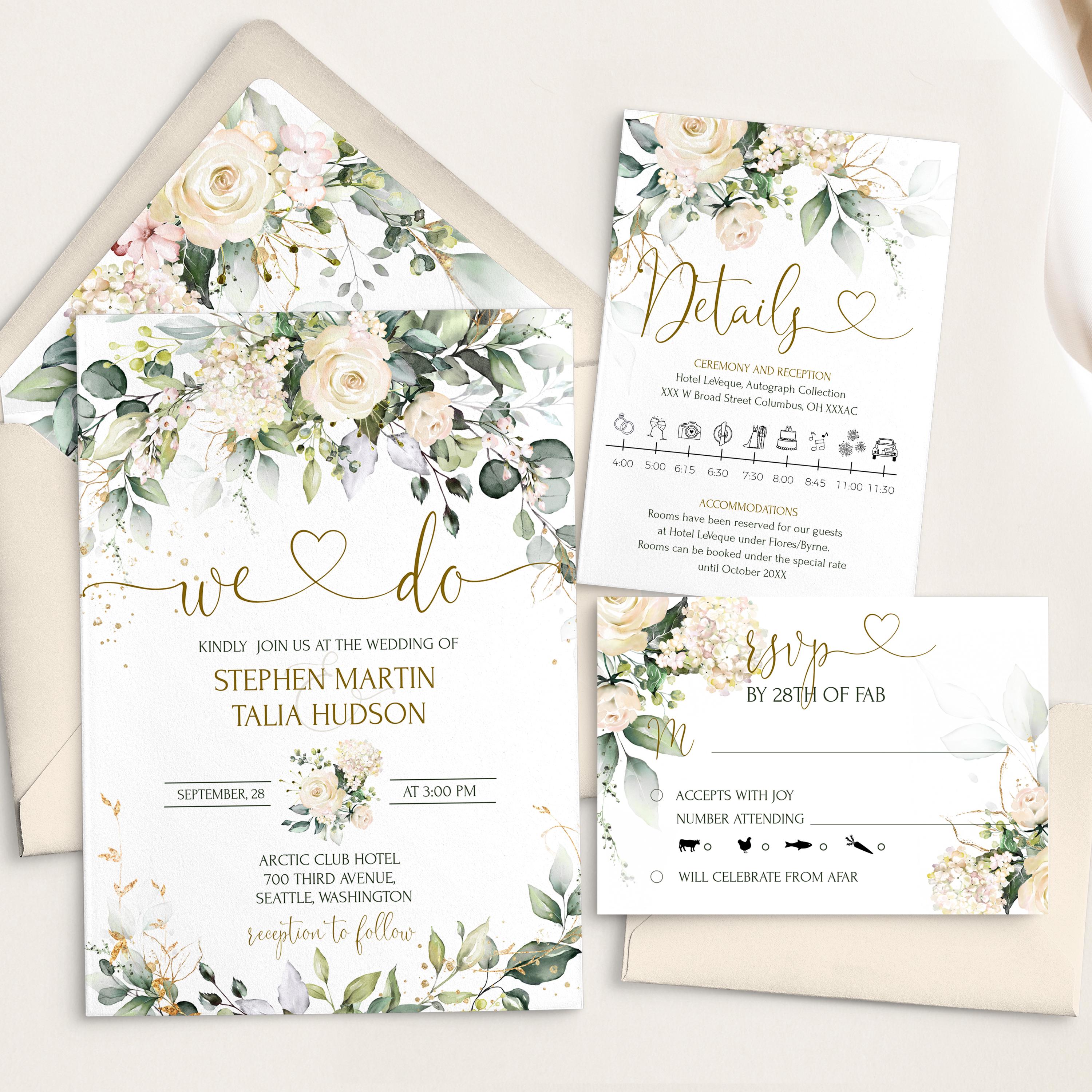 Invitación de boda en champán, elegante marfil y dorado (plantilla  imprimible) MIA/LE150 - Etsy México, image size:3000x3000