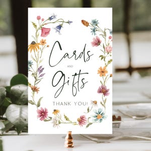 Kaarten en cadeaus bord Wilde bloemen Afdrukbare bloemen tafelbord rustiek decoratie bruiloft babyshower